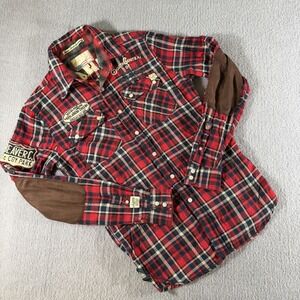 Alcott Aspen Colorado Red Plaid Flannel Long Sleeve‎ Button Shirt Mens Small